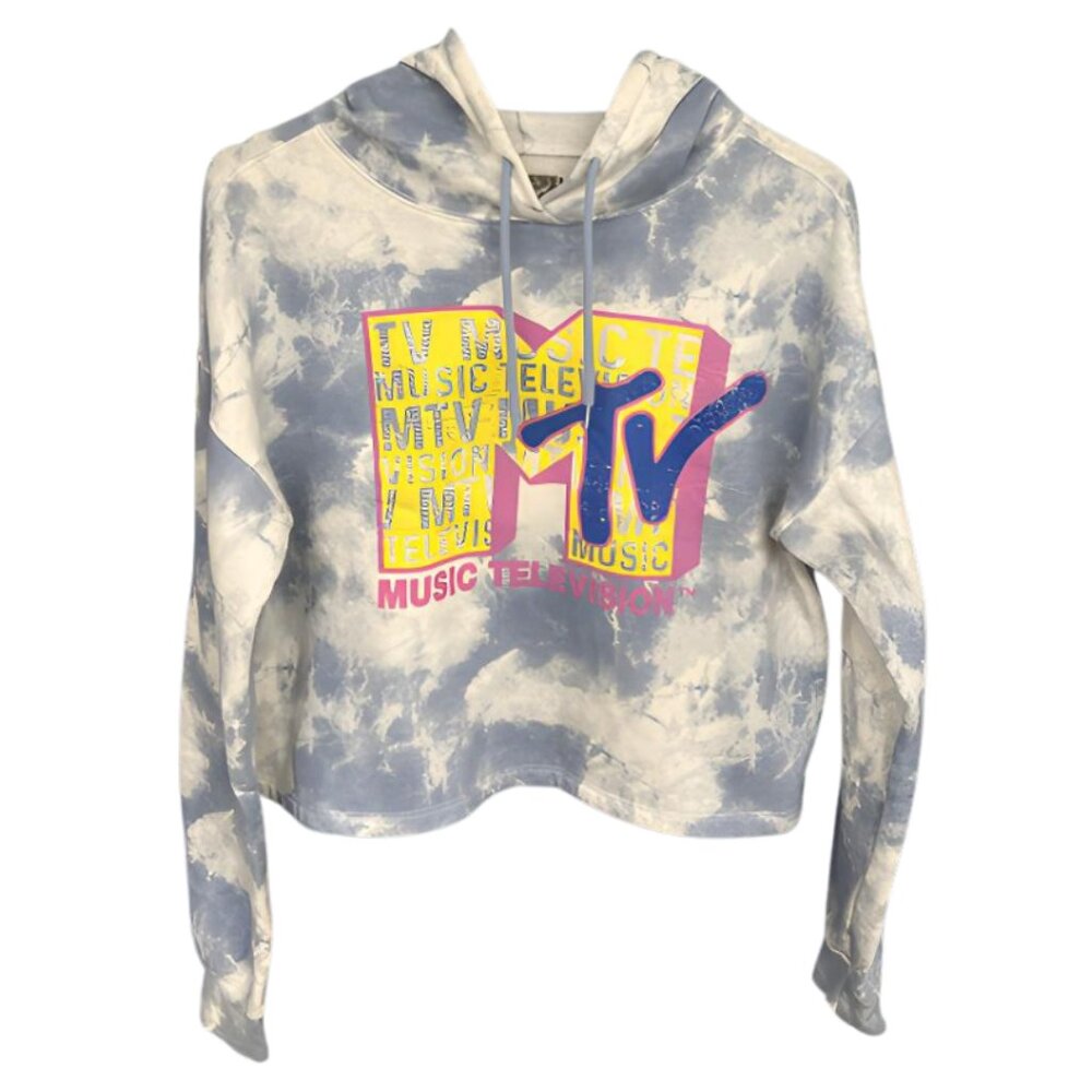 🎵 Mtv Tie-Dye Cropped Hoodie Sweatshirt – Size M